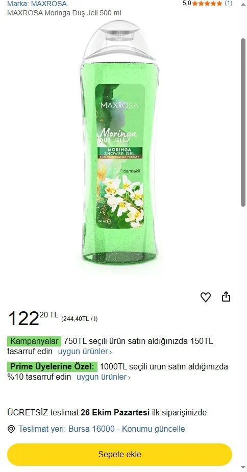 MAXROSA Moringa Duş Jeli 500 ml