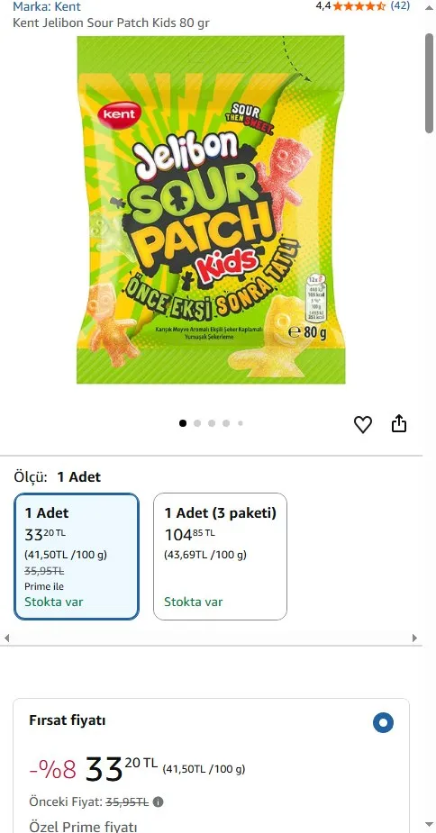 Kent Jelibon Sour Patch Kids 80 gr