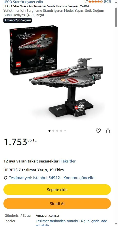 LEGO Star Wars Acclamator Sınıfı Hücum Gemisi 75404