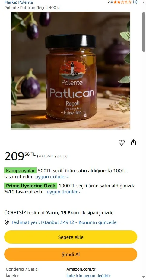 Polente Patlıcan Reçeli 400 g