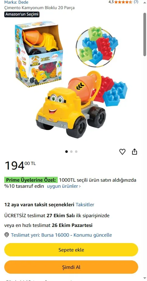 Çimento Kamyonum Bloklu 20 Parça