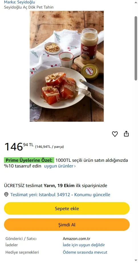 Seyidoğlu Aç Dök Pet Tahin