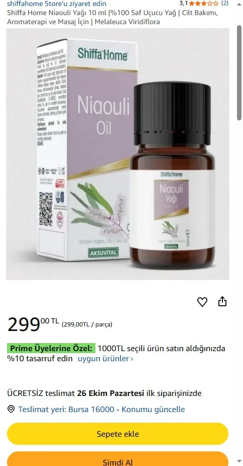 Shiffa Home Niaouli Yağı 10 ml |%100 Saf Uçucu Yağ | Cilt Bakımı, Aromaterapi ve Masaj İçin | Melaleuca Viridiflora