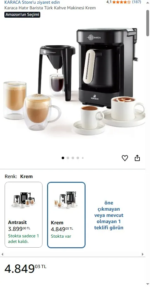 Karaca Hatır Barista Türk Kahve Makinesi Krem