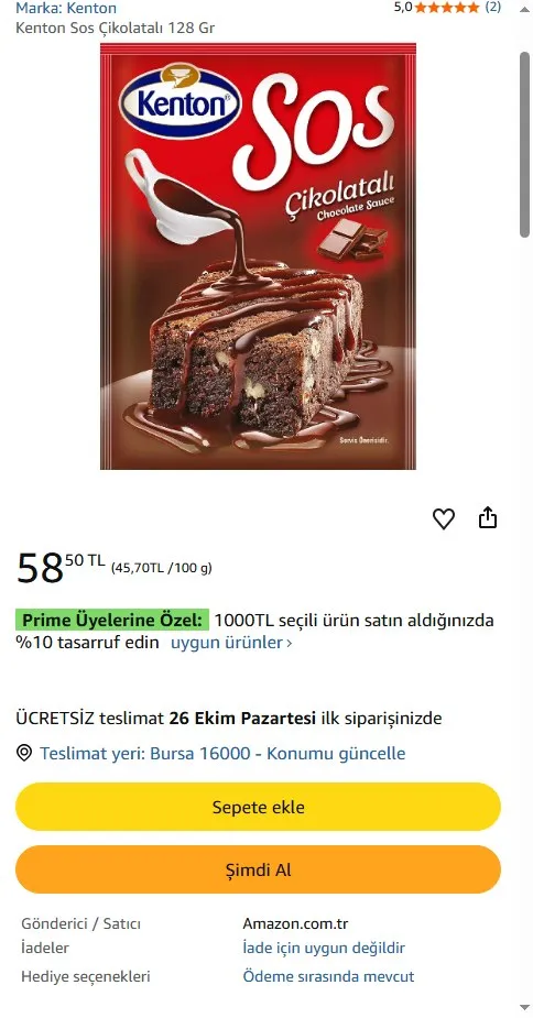 Kenton Sos Çikolatalı 128 Gr