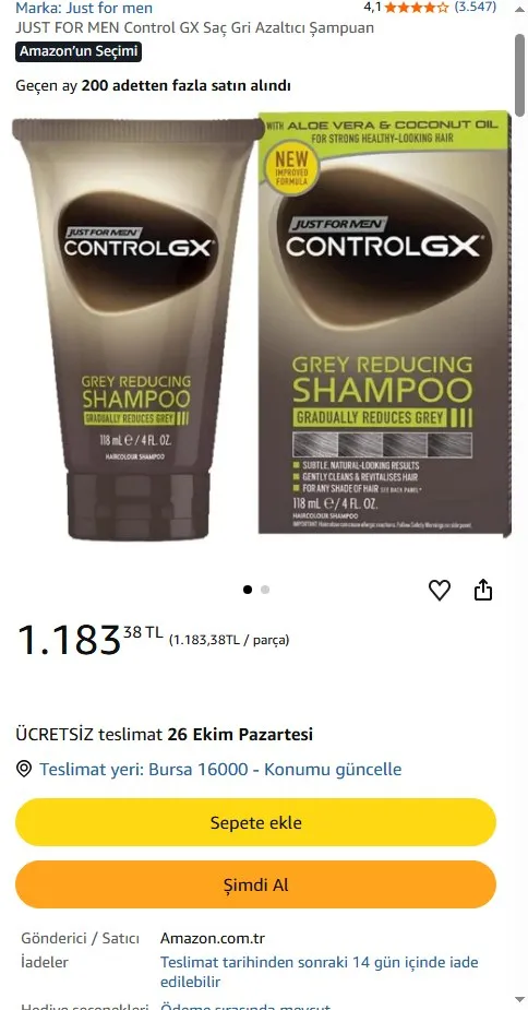 JUST FOR MEN Control GX Saç Gri Azaltıcı Şampuan