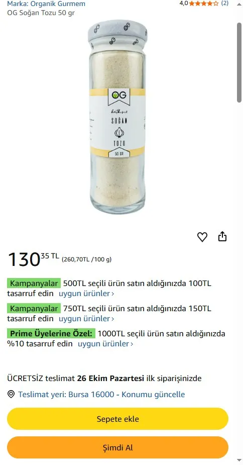 OG Soğan Tozu 50 gr