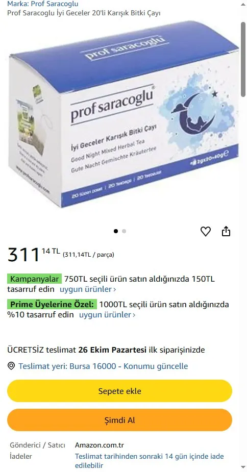 Prof Saracoglu İyi Geceler 20'li Karışık Bitki Çayı