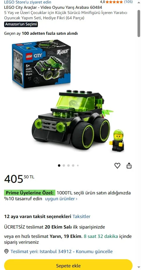 LEGO City Araçlar - Video Oyunu Yarış Arabası 60484