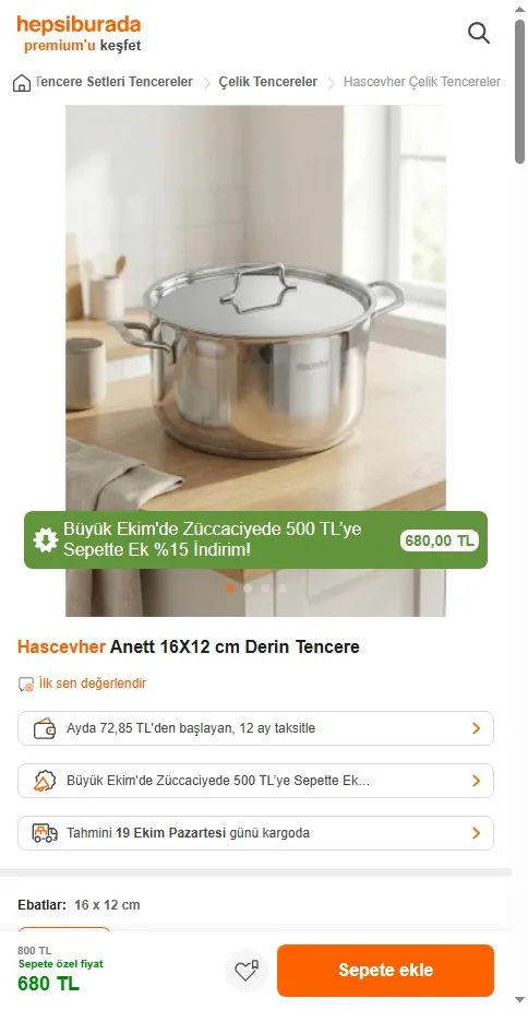 Hascevher Anett 16X12 cm Derin Tencere