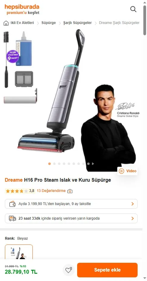 Dreame H16 Pro Steam Islak ve Kuru Süpürge