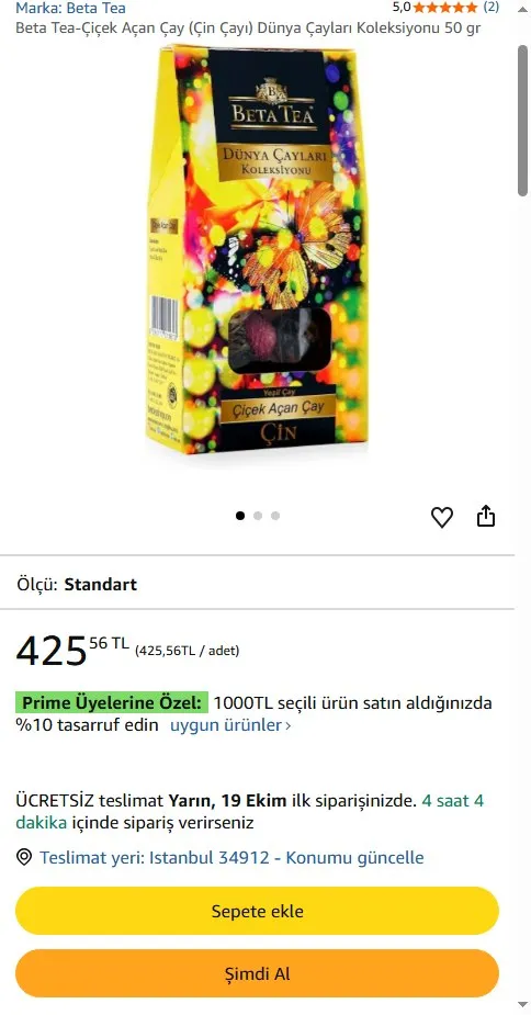 Beta Tea-Çiçek Açan Çay (Çin Çayı) Dünya Çayları Koleksiyonu 50 gr
