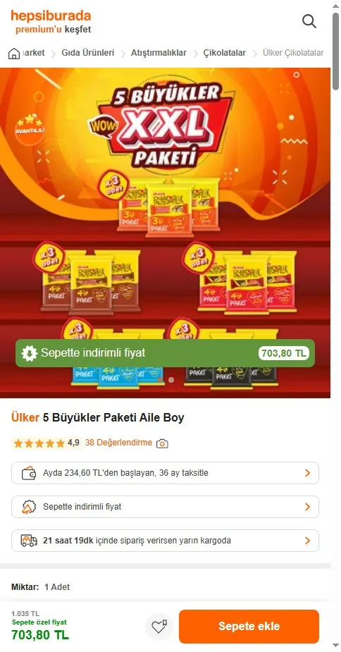 Ülker 5 Büyükler Paketi Aile Boy