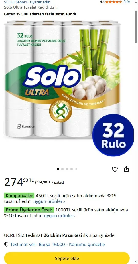 Solo Ultra Tuvalet Kağıdı 32'li