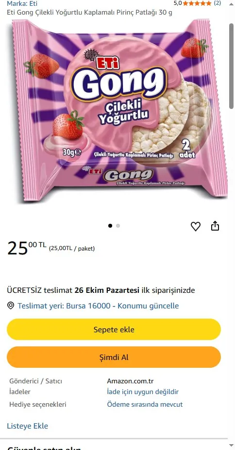 Eti Gong Çilekli Yoğurtlu Kaplamalı Pirinç Patlağı 30 g