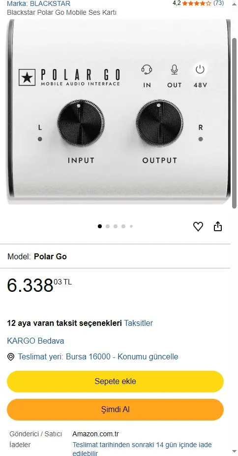 Blackstar Polar Go Mobile Ses Kartı