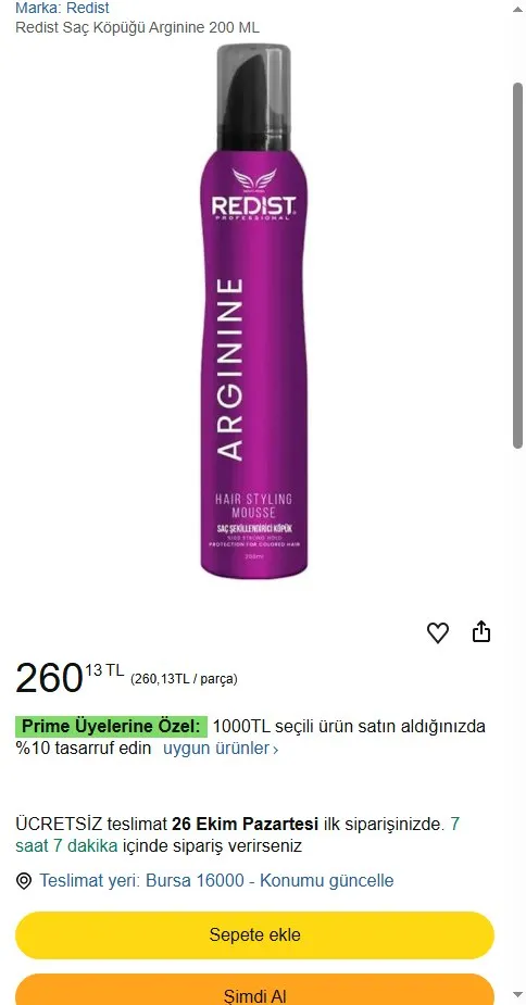 Redist Saç Köpüğü Arginine 200 ML