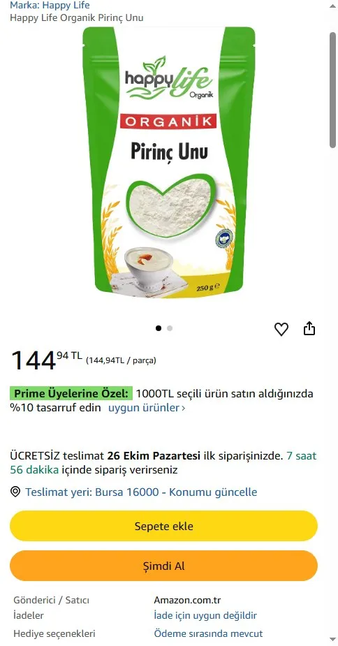 Happy Life Organik Pirinç Unu