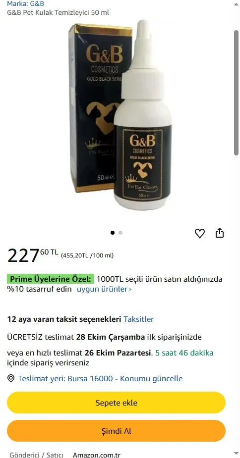 G&B Pet Kulak Temizleyici 50 ml
