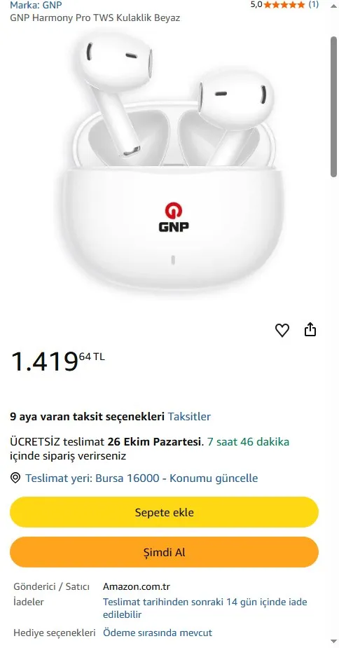 GNP Harmony Pro TWS Kulaklik Beyaz