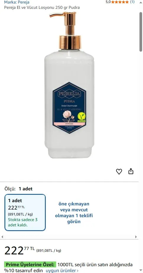 Pereja El ve Vücut Losyonu 250 gr Pudra