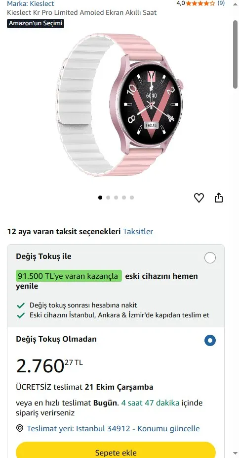 Kieslect Kr Pro Limited Amoled Ekran Akıllı Saat
