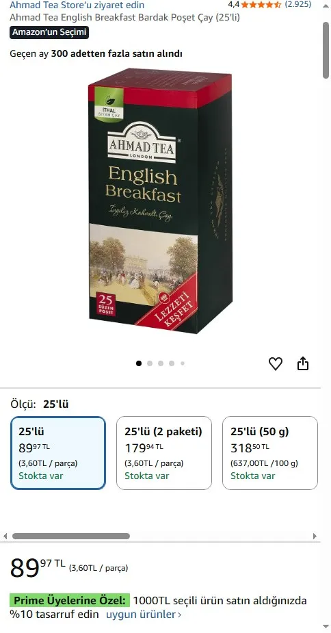 Ahmad Tea English Breakfast Bardak Poşet Çay (25'li)