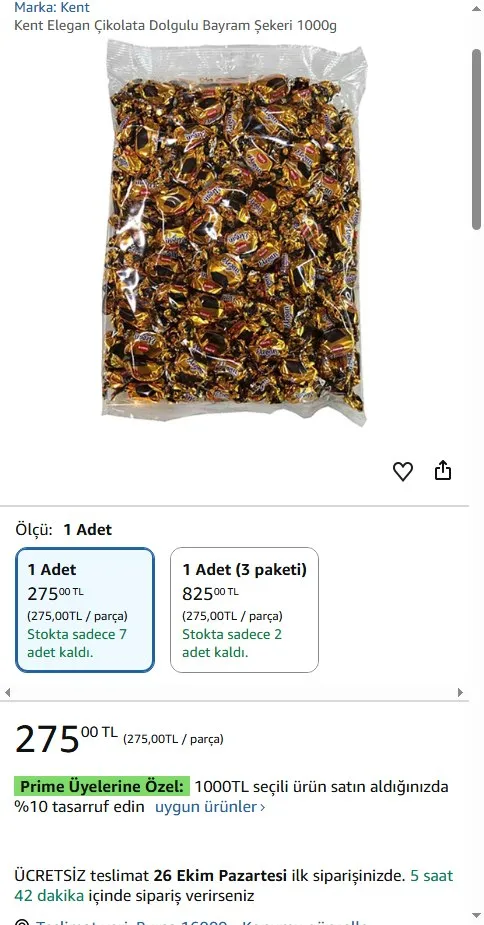 Kent Elegan Çikolata Dolgulu Bayram Şekeri 1000g