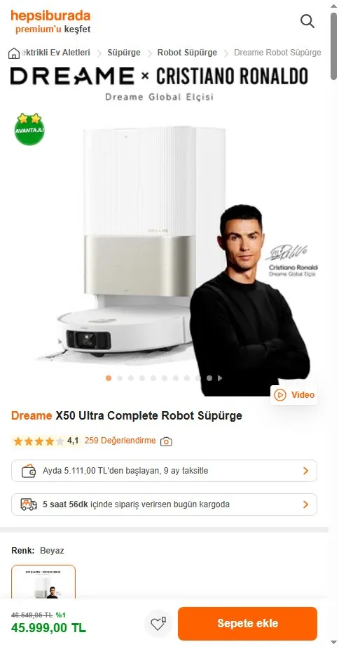 Dreame X50 Ultra Complete Robot Süpürge