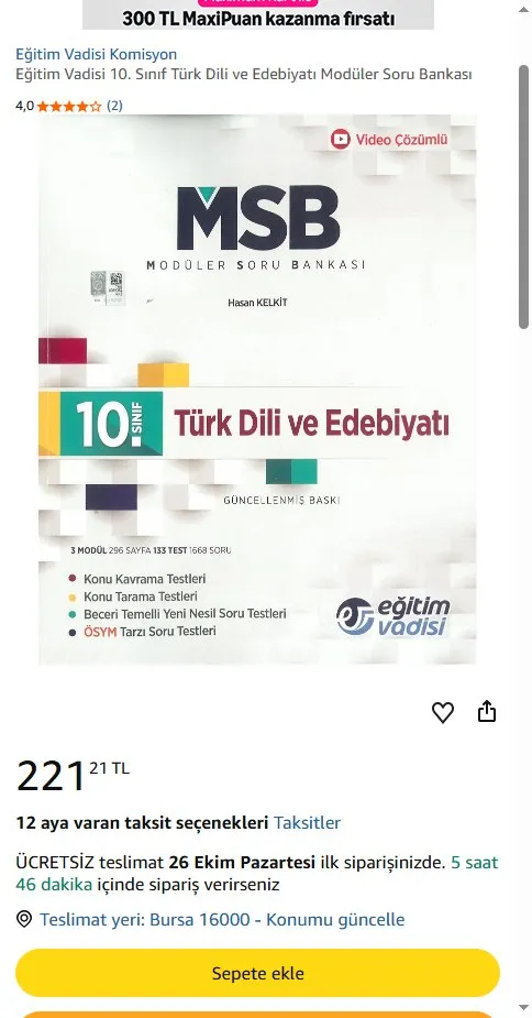 Eğitim Vadisi 10. Sınıf Türk Dili ve Edebiyatı Modüler Soru Bankası