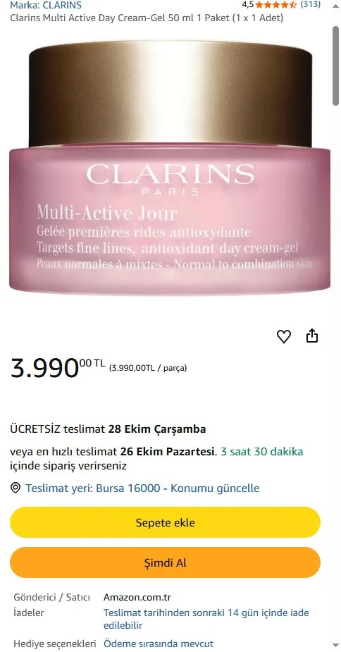 Clarins Multi Active Day Cream-Gel 50 ml 1 Paket (1 x 1 Adet)