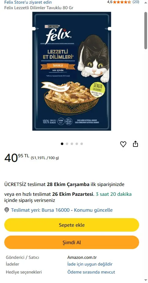 Felix Lezzetli Dilimler Tavuklu 80 Gr