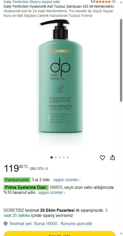 Daily Perfection Hyaluronik Asit Tuzsuz Şampuan 425 Ml Nemlendirici