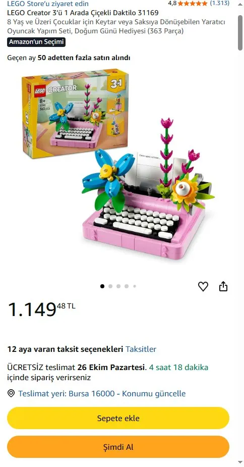 LEGO Creator 3’ü 1 Arada Çiçekli Daktilo 31169