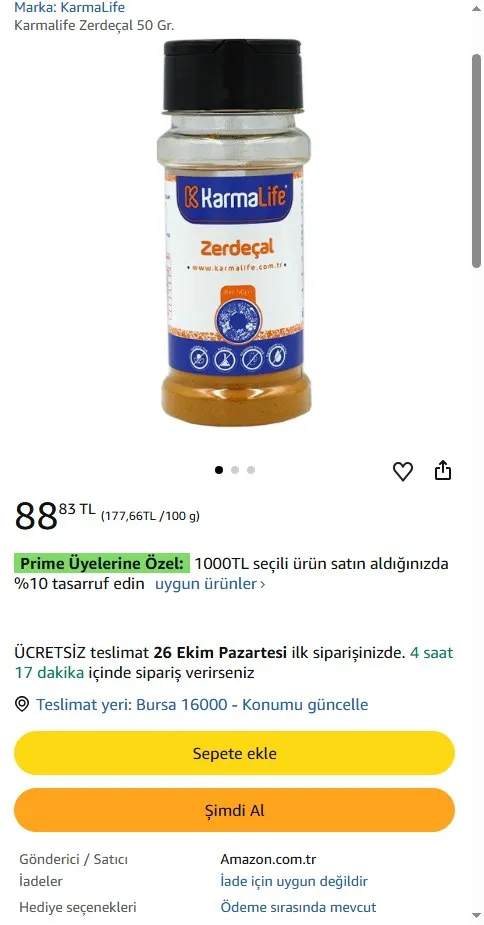Karmalife Zerdeçal 50 Gr.