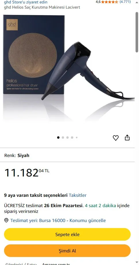 ghd Helios Saç Kurutma Makinesi Lacivert