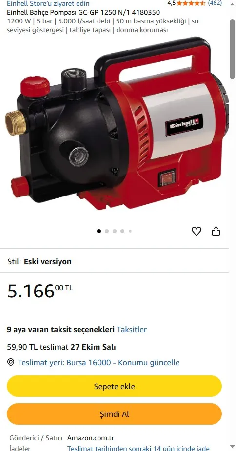 Einhell Bahçe Pompası GC-GP 1250 N/1 4180350