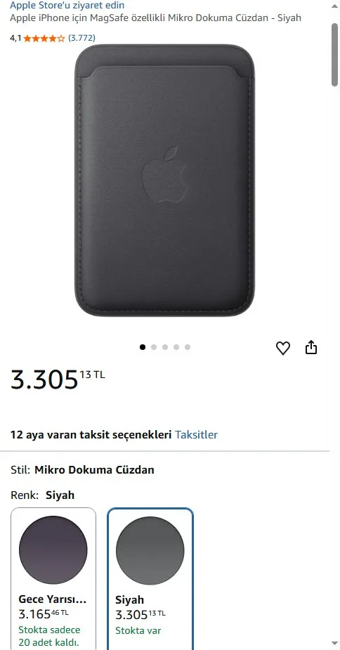Apple iPhone için MagSafe özellikli Mikro Dokuma Cüzdan - Siyah ​​​​​​​