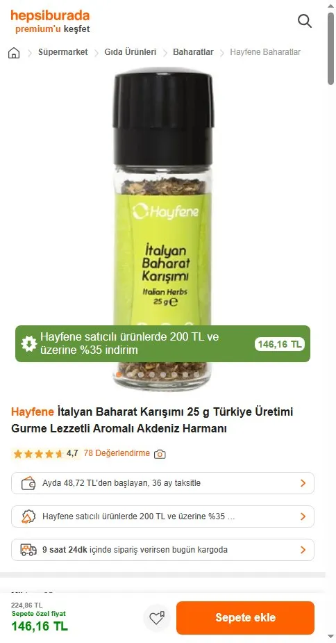 Hayfene İtalyan Baharat Karışımı 25 g Türkiye Üretimi Gurme Lezzetli Aromalı Akdeniz Harmanı