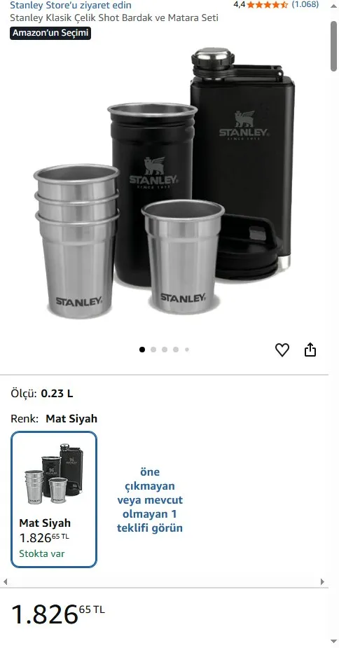 Stanley Klasik Çelik Shot Bardak ve Matara Seti