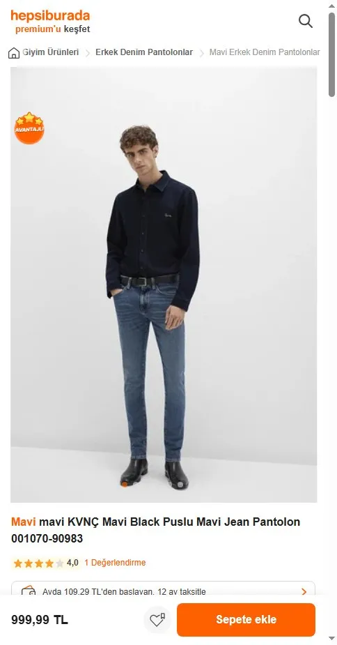 Mavi mavi KVNÇ Mavi Black Puslu Mavi Jean Pantolon 001070-90983