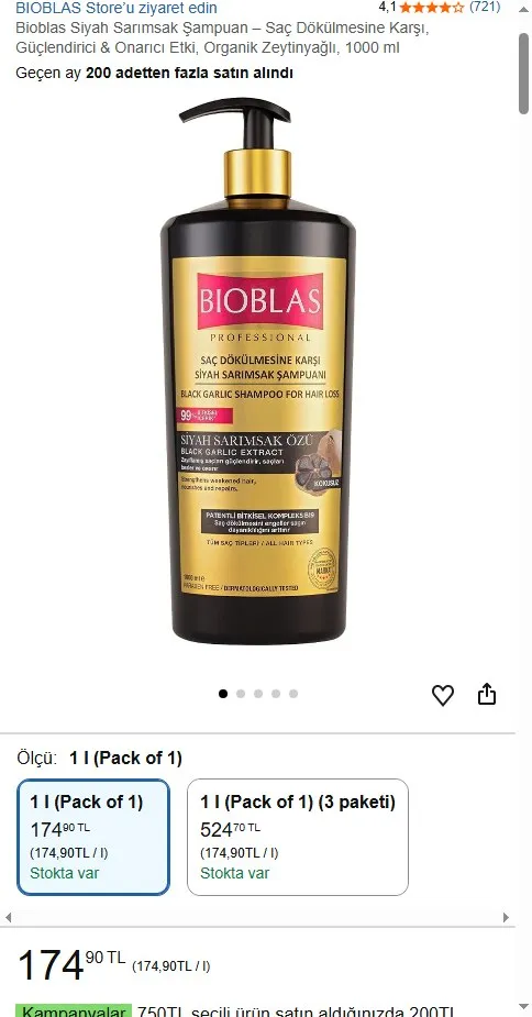 Bioblas Siyah Sarımsak Şampuan – Saç Dökülmesine Karşı, Güçlendirici & Onarıcı Etki, Organik Zeytinyağlı, 1000 ml