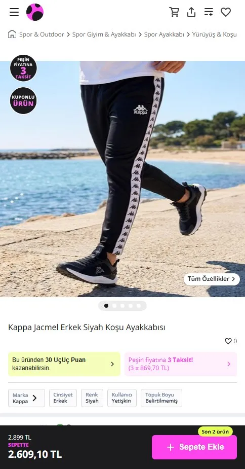 Kappa Jacmel Erkek Siyah Koşu Ayakkabısı