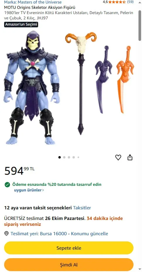 MOTU Origins Skeletor Aksiyon Figürü