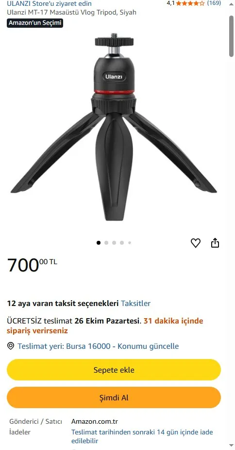Ulanzi MT-17 Masaüstü Vlog Tripod, Siyah