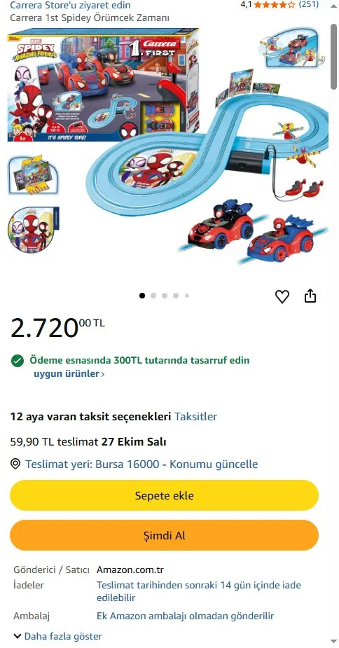 Carrera 1st Spidey Örümcek Zamanı