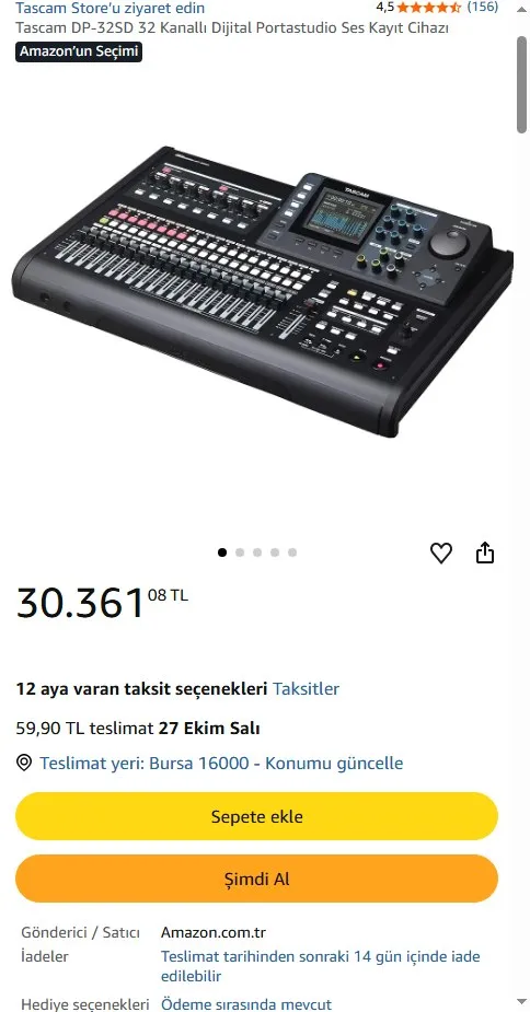 Tascam DP-32SD 32 Kanallı Dijital Portastudio Ses Kayıt Cihazı