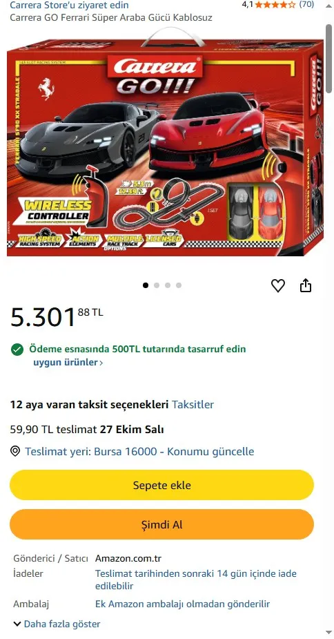 Carrera GO Ferrari Süper Araba Gücü Kablosuz