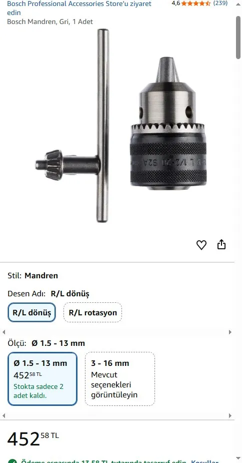 Bosch Mandren, Gri, 1 Adet