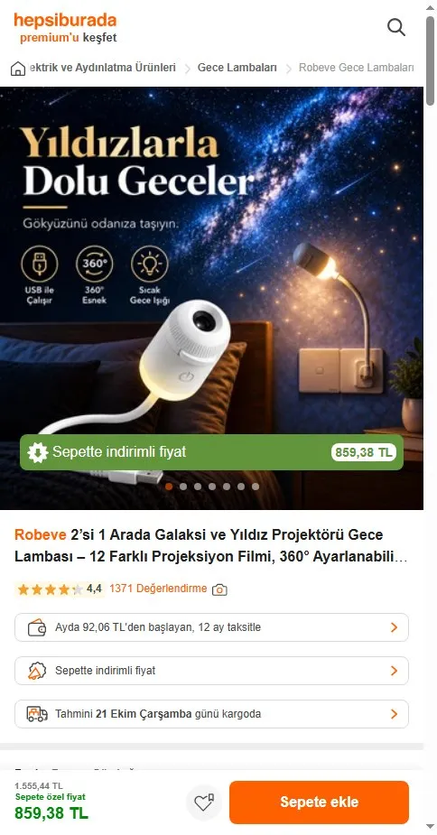 Robeve 2’si 1 Arada Galaksi ve Yıldız Projektörü Gece Lambası – 12 Farklı Projeksiyon Filmi, 360° Ayarlanabilir, USB Yıldızlı Gökyüzü Tavan ve Duvar Projektörü, Çocuk ve Yatak Odası Gece Işığı